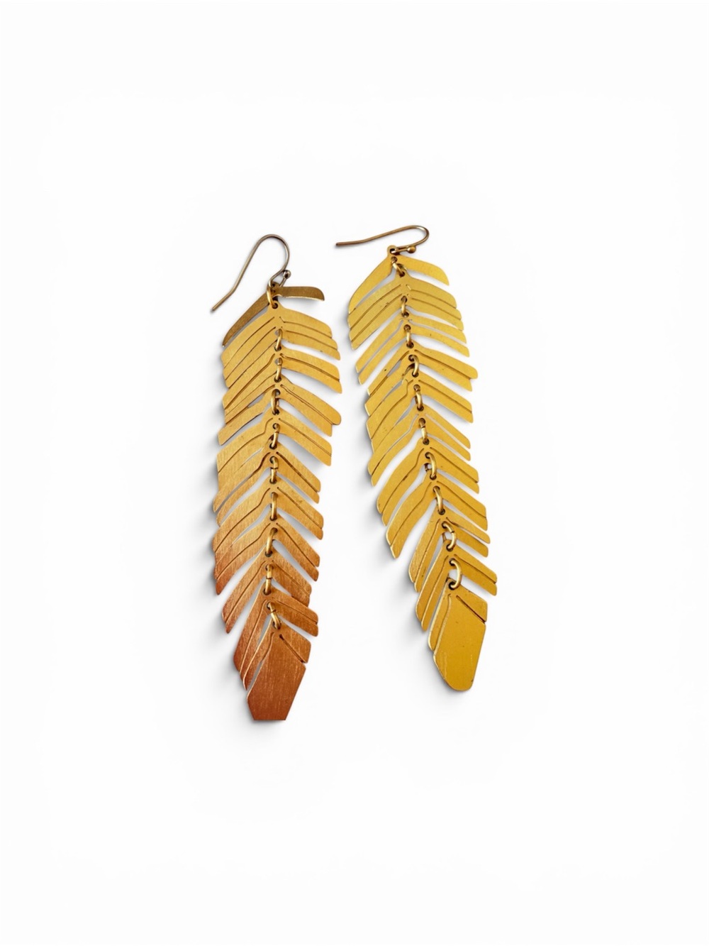 Pamilla Love Fern 18k Gold Plated Brass Drop Pierced Earrings